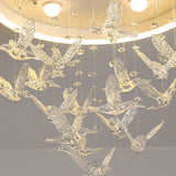 Modern Creative Cartoon Round Bird LED Flush Mount Ceiling Light - Hanging Pendant Style