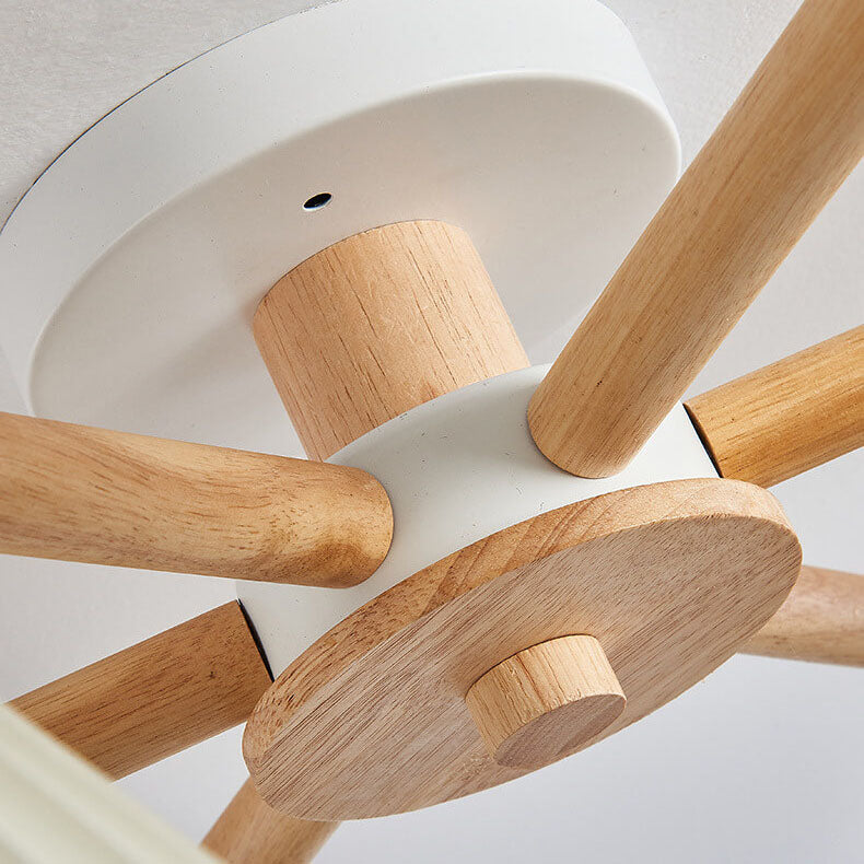 Nordic Wood Pleated Shade Semi-Flush Mount Ceiling Light — 3/6/8-Light Configuration