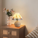 Chic Nordic Rattan Fabric Pleated Conic Ball LED Table Lamp for Bedroom - Modern Ambient Lighting
