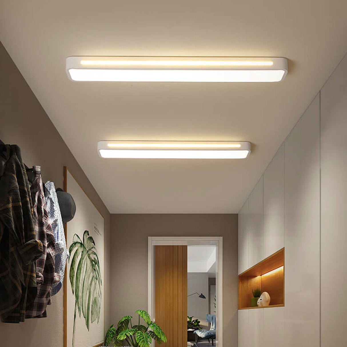 Nordic Minimalist Long LED Flush-Mount Ceiling Light — Sleek, Modern Ceiling Fixture