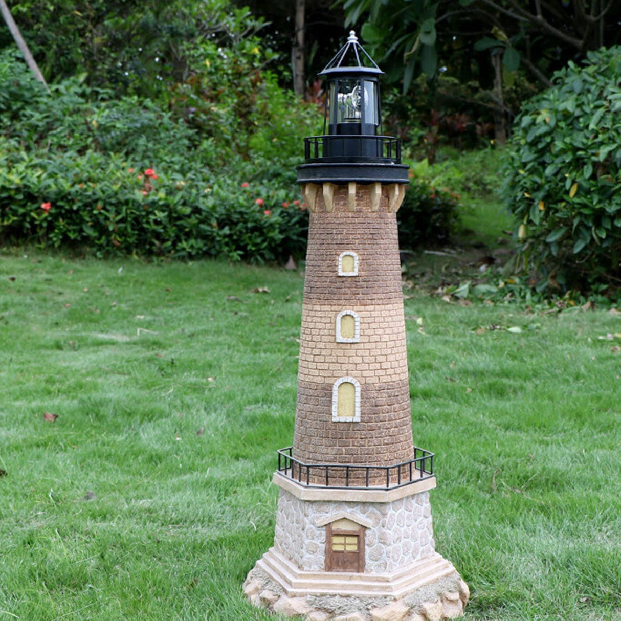Creative Solar Rotating Tower LED Garden Light – Resin Landscape Decor for Yard & Patio