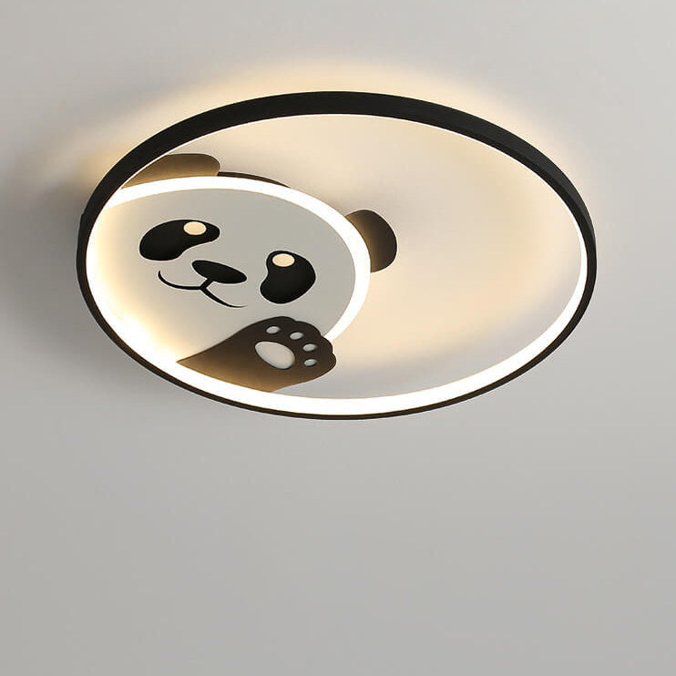 Adorable Cartoon Panda Round LED Flush Mount Ceiling Light