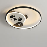 Adorable Cartoon Panda Round LED Flush Mount Ceiling Light
