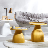 Modern Scandinavian Round Plastic Coffee Table with Sleek Column Base for Living Room