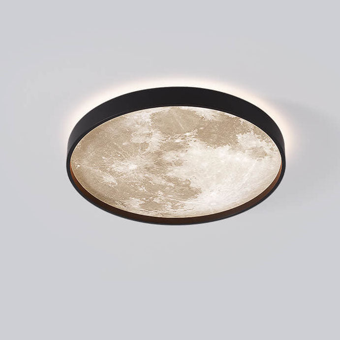 Nordic Moon Round LED Flush Mount Ceiling Light — Creative Minimalist Design with Soft Ambient Glow