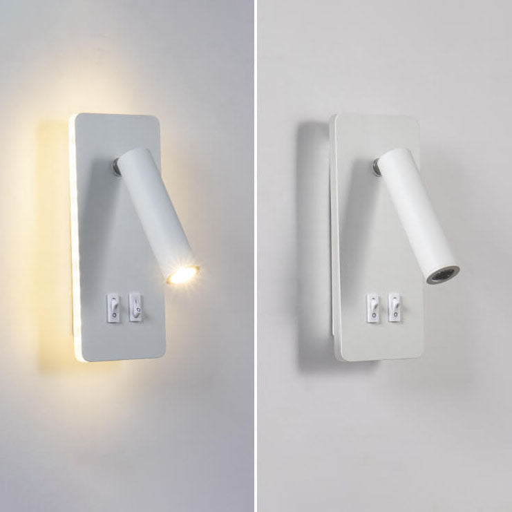 Nordic Minimalist Square LED Reading Wall Sconce with Rotatable Spotlight