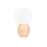 Nordic Solid Wood Table Lamp with Milk-White Glass Orb, 1-Light