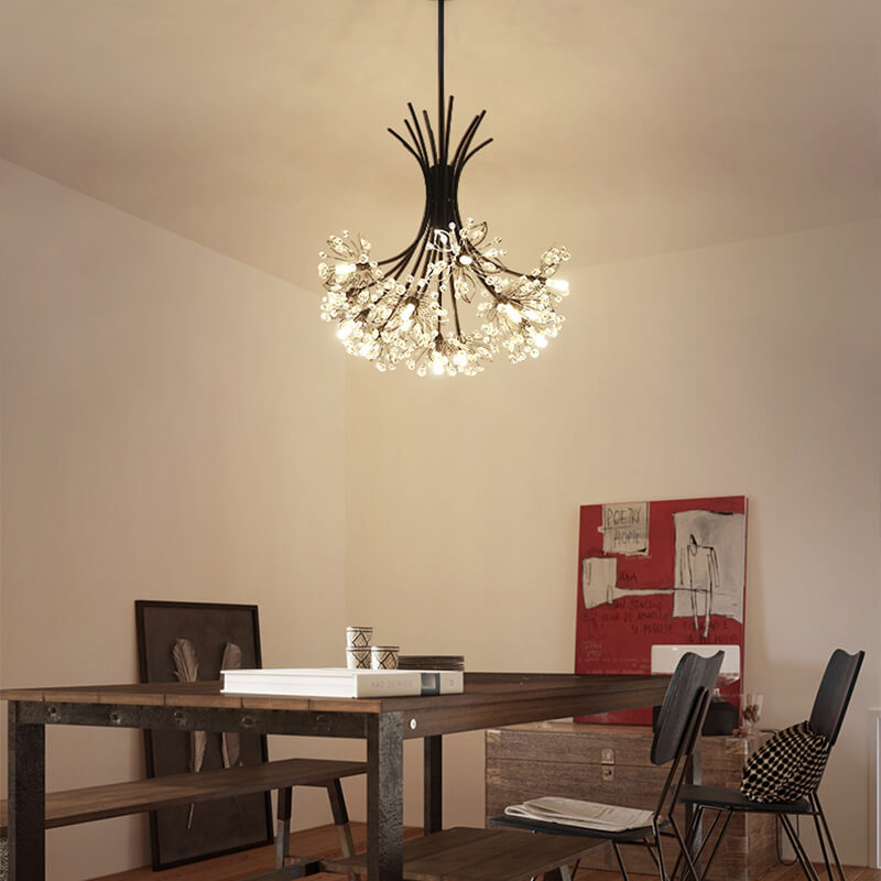 Crystal 13-19 Light Dandelion Shade Chandeliers – Elegant Crystal Pendant Lighting