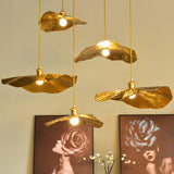 Modern Golden Bronze Lotus-Leaf 1-Light Pendant Light