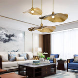 Modern Golden Bronze Lotus-Leaf 1-Light Pendant Light