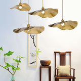 Modern Golden Bronze Lotus-Leaf 1-Light Pendant Light