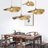 Modern Golden Bronze Lotus-Leaf 1-Light Pendant Light