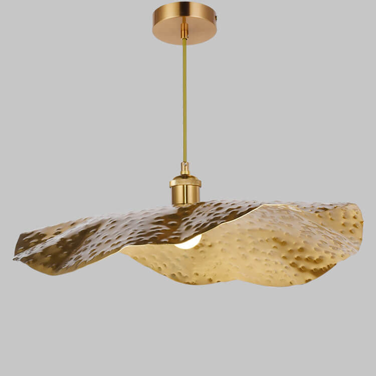 Modern Golden Bronze Lotus-Leaf 1-Light Pendant Light