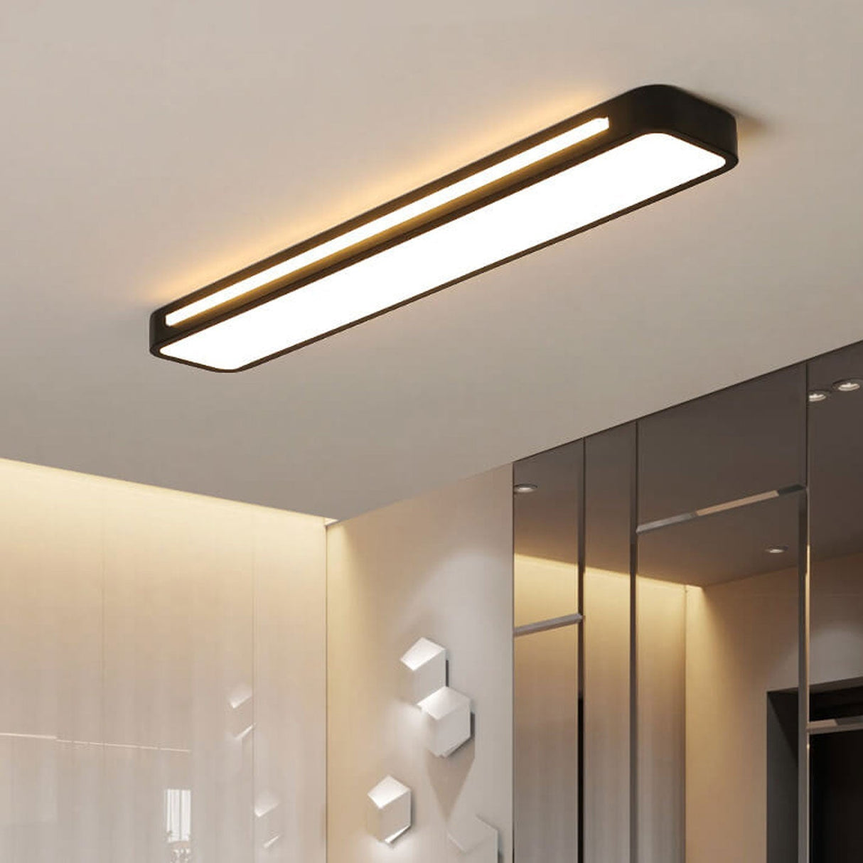 Nordic Minimalist Long LED Flush-Mount Ceiling Light — Sleek, Modern Ceiling Fixture