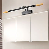 Nordic Solid Wood Vanity Light with Curved Arm — Long LED Wall Sconce