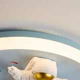 Whimsical Cartoon Space Astronaut Resin LED Flush Mount Ceiling Light