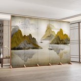 Traditional Chinese-Style Rectangular Fir Wood Room Divider - Solid Wood, Plywood, and Cotton Canvas for Living Room