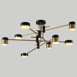 Sleek Modern Minimalist Black & Gold 4-8 Light Semi-Flush Mount Ceiling Light