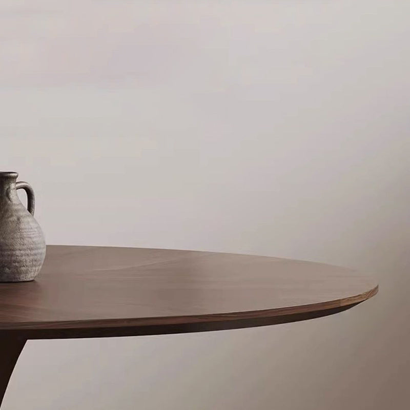 Chic Contemporary Retro Round Walnut & Copper Rattan Dining Table with 2 Chairs