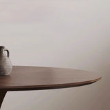 Chic Contemporary Retro Round Walnut & Copper Rattan Dining Table with 2 Chairs