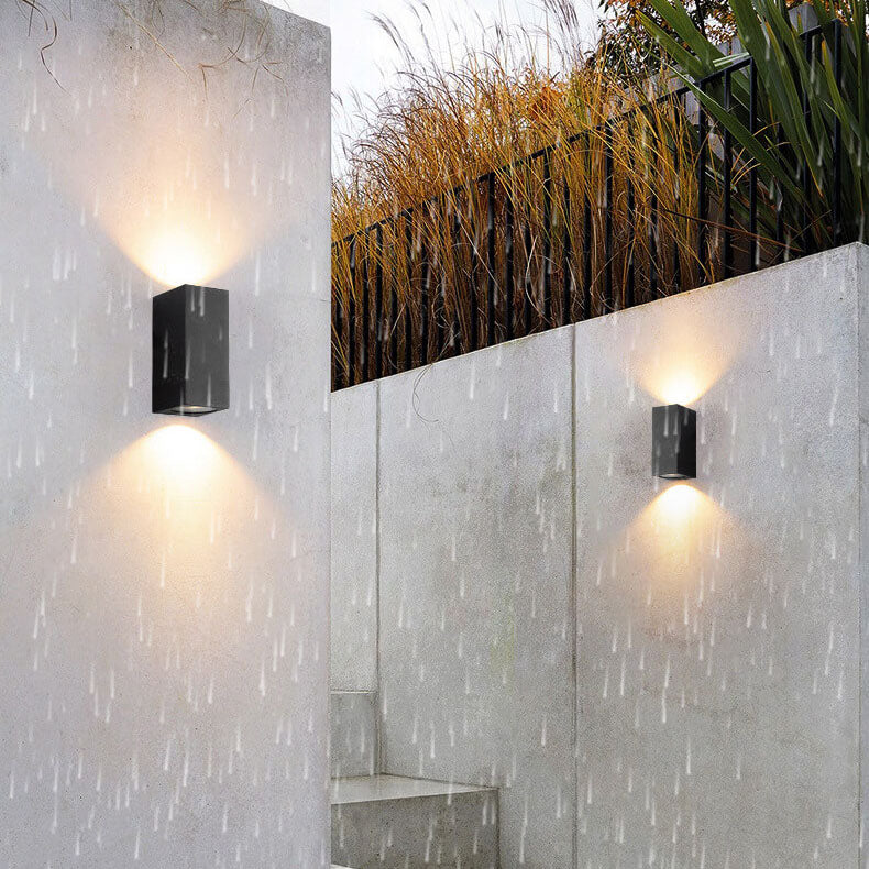 Sleek Modern Outdoor 2‑Light Wall Sconce with Glass Cylinder Shade — Waterproof Aluminum Lamp