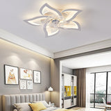 Scandinavian Modern Luxury Flower LED Flush Mount Ceiling Fan Light (Iron & Acrylic)