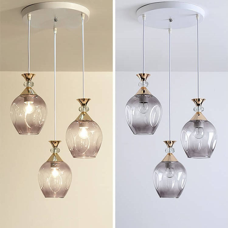 Nordic Gradient Glass Orb Three-Light Island Chandelier