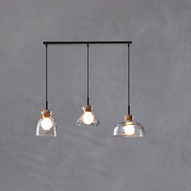 Nordic Clear Rippled Glass 1-Light Pendant Light with Shade