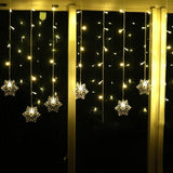 Snowflake LED String Lights with Remote Control – Blinking Ice-Blue Decorative Lighting