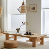 Traditional Japanese Rectangular Solid Wood Coffee Table with Four Sturdy Legs for the Living Room