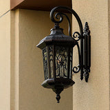 European Outdoor Wall Sconce Lamp – Carved Cage, Aluminum & Glass, 1-Light