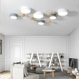 Scandinavian Minimalist Solid Wood & Iron LED Flush-Mount Light