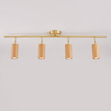 Nordic Minimalist Walnut Wood LED Track Spotlight — Linear Ceiling Light (1–4 Lights), Semi-Flush Mount