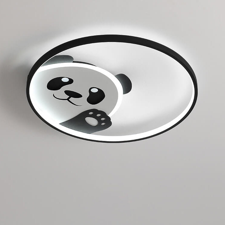 Adorable Cartoon Panda Round LED Flush Mount Ceiling Light