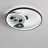 Adorable Cartoon Panda Round LED Flush Mount Ceiling Light