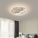 Nordic Modern Star Moon Round Aluminum LED Flush-Mount Ceiling Light