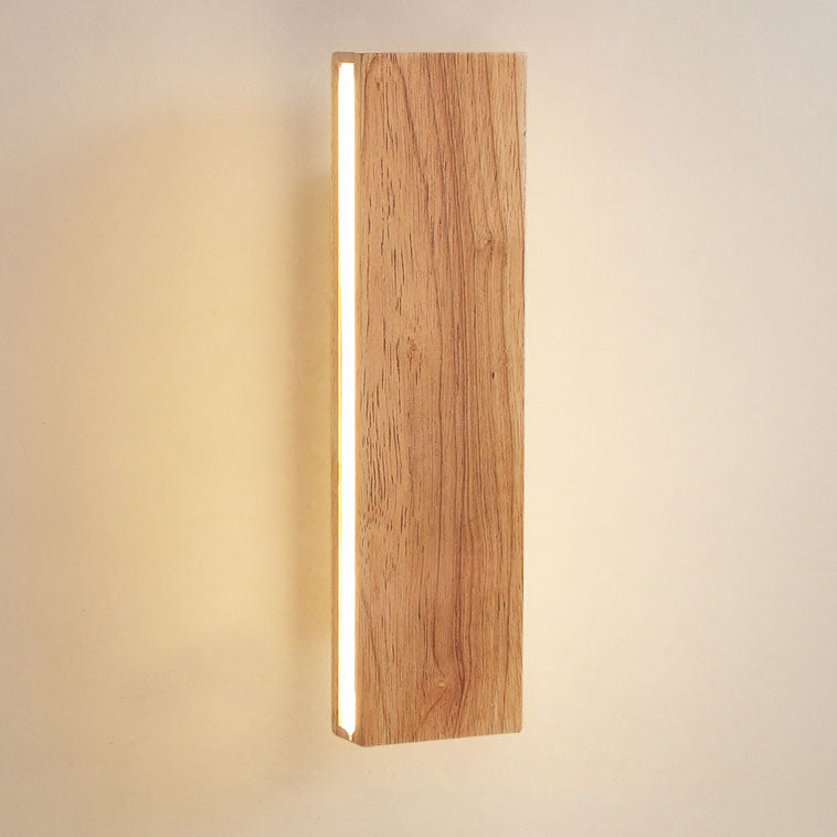 Japanese Minimalist Log-Style Rectangular LED Wall Sconce Lamp with Rotatable Flat Panel