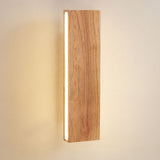 Japanese Minimalist Log-Style Rectangular LED Wall Sconce Lamp with Rotatable Flat Panel