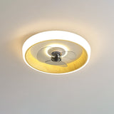 Nordic Minimalist Round LED Flush-Mount Ceiling Fan Light with Wood-Grain Acrylic Finish