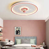 Sleek Modern Acrylic Round LED Flush-Mount Ceiling Fan with Integrated Light