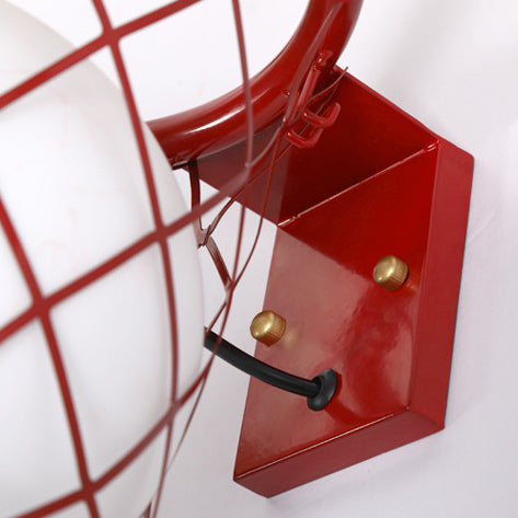 Modern Art Deco Kids' Iron & Glass Basketball Hoop Wall Sconce Lamp – 1-Light Bedroom Lighting