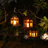 Solar-Powered Vintage Candle Lantern with LED — Outdoor Hanging Light