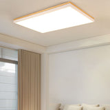 Nordic Solid Wood LED Flush-Mount Ceiling Light — Minimalist Square/Rectangular Design