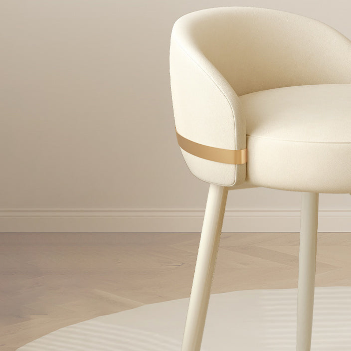 Contemporary Scandinavian Round Faux Nappa Leather Swivel Vanity Stool with Low Back – Elegant Bedroom Vanity Chair