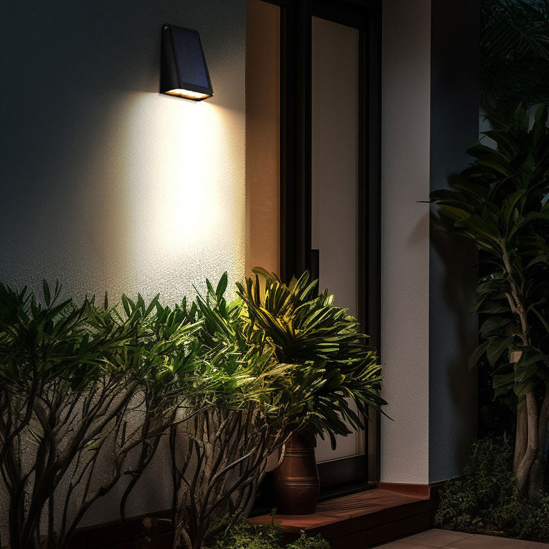 Modern Minimalist Solar LED Wall Sconce - Rectangular-Trapezoidal Design, ABS/PC Housing, Outdoor Garden Lamp