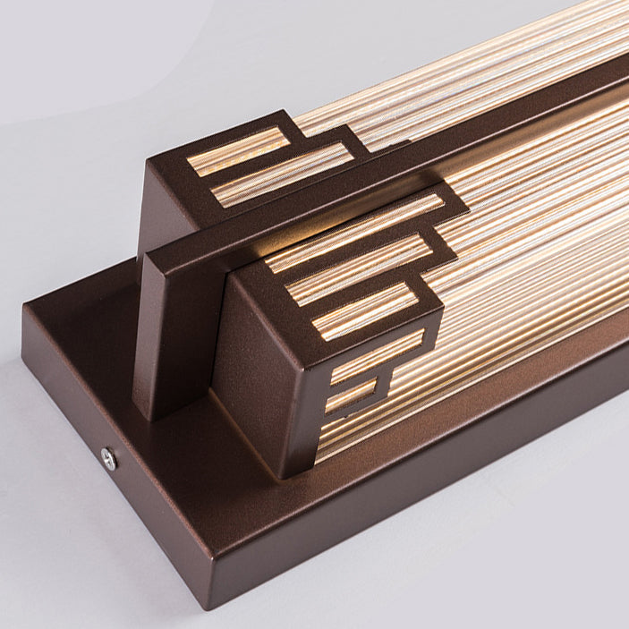Traditional Chinese-Style Waterproof LED Outdoor Wall Sconce Lamp – Rectangular Stainless Steel Glass for Patio