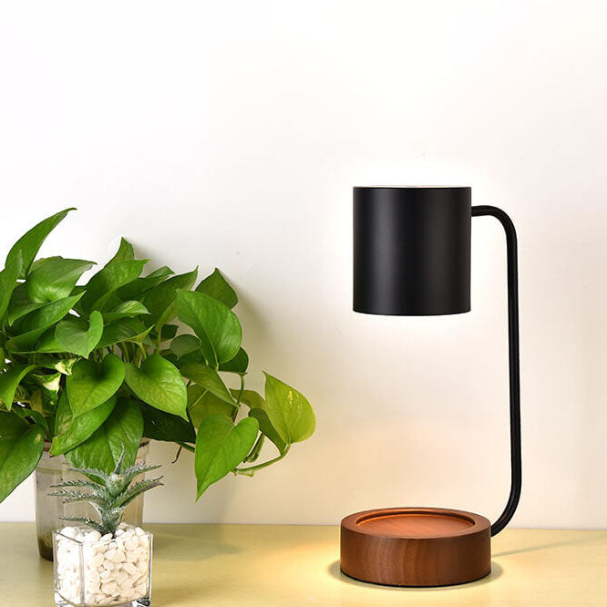 Japanese Minimalist Wooden Table Lamp with Dimmable Light, Timer, and Melting-Wax Glow (1-Light)