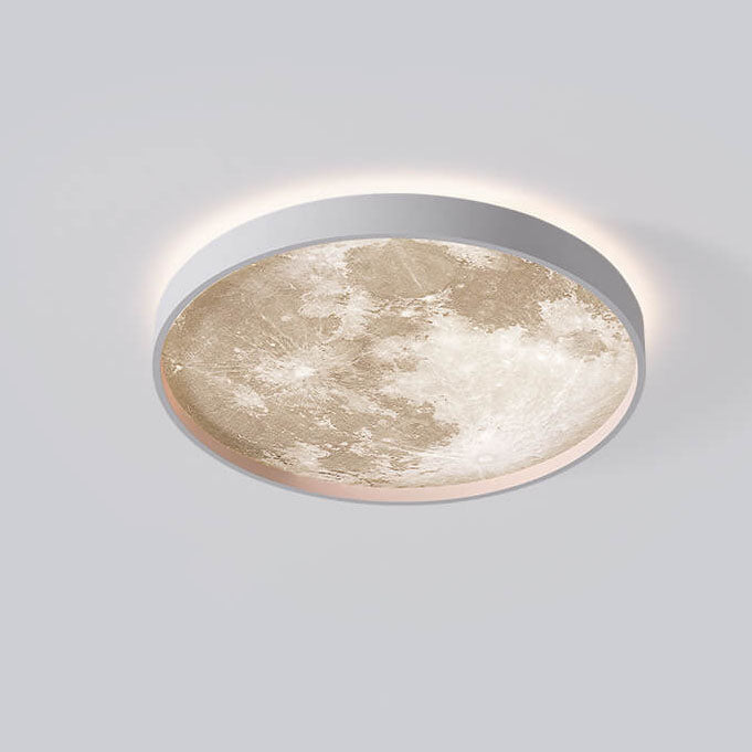 Nordic Moon Round LED Flush Mount Ceiling Light — Creative Minimalist Design with Soft Ambient Glow