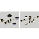 Sleek Modern Minimalist Black & Gold 4-8 Light Semi-Flush Mount Ceiling Light