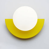 Modern Minimalist Glass Sphere Wall Sconce Lamp with Colorful Semicircle Design - 1-Light